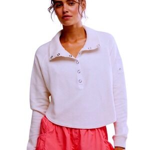 Free People FP Movement White So Fly Henley Layer pullover lightweight jacket XS